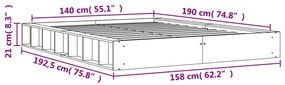 Cama sem colchão 140x190 cm pinho maciço castanho-mel