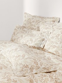Capa de edredão em mistura de linho e algodão com padrão de folhas Pola