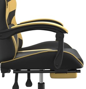 Cadeira gaming giratória + apoio couro artificial preto/dourado
