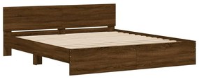 Estrutura de cama com cabeceira 200x200 cm carvalho castanho
