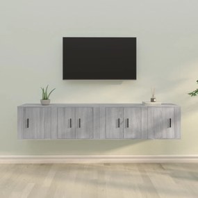 vidaXL Conjunto móveis de TV 4 pcs madeira processada sonoma cinza