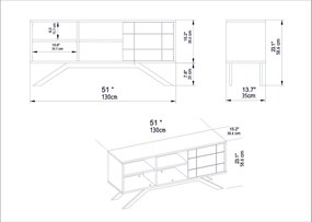 Móvel TV North – Preto Mármore – 130x38,6x58,6 cm