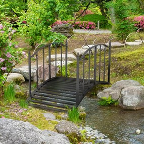 Ponte de jardim em aço com corrimões laterais, carga máxima de 120 kg, decoração de jardim, 119 x 67 x 70 cm, preta