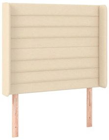 Cabeceira cama c/ luzes LED tecido 103x16x118/128 cm cor creme