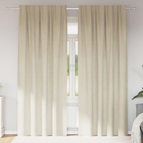 Cortinas Blackout vidaXL com fita superior 2 pcs Veludo Creme