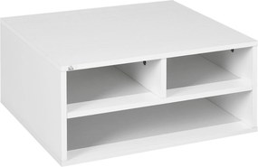 Organizador de secretária com 3 compartimentos para material de escritório e suporte para impressora, 47 x 40 x 22,5 cm  branco
