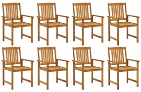 Cadeiras de jardim com almofadões 8 pcs acácia maciça