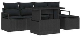 Conjunto de Sofá de Jardim vidaXL 6 Peças com Almofadas em Rattan Pret