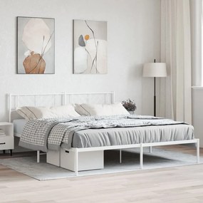 Estrutura de cama com cabeceira 183x213 cm metal branco