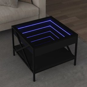 Mesa de centro c/ luzes LED Infinity 50x50x38 cm preto