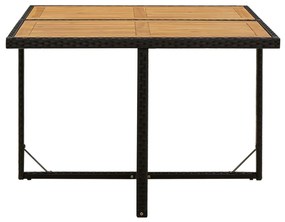 Mesa de jardim 109x107x74 cm vime PE e acácia maciça preto