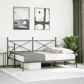 Cama de dia com gavetão sem colchão 90x200 cm aço preto
