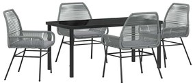 Conjunto de Jantar de Jardim 5 Peças com Almofadas Cinza