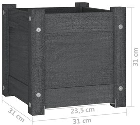 Vaso/floreira de jardim 31x31x31 cm pinho maciço cinzento