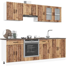 vidaXL 8 peças armário de cozinha conjunto Kalmar madeira velha