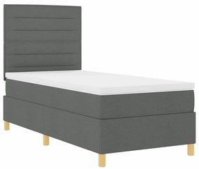 Cama Box com Colchão e LED Cinza Escuro 90x190 cm Tecido