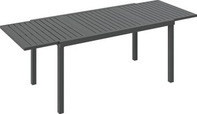 Outsunny Mesa de Jardim Extensível 150/225x85x75 cm Mesa de Jantar de Alumínio com Tampo de Ripas para 6-8 Pessoas Cinzento | Aosom Portugal