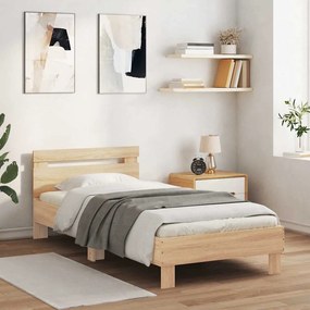 vidaXL Cama sem colchão com cabeceira 75x190 cm carvalho sonoma
