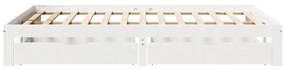 Estrutura de cama c/ gavetas 140x200 cm pinho maciço branco