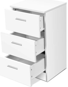 Mesa de cabeceira em madeira maciça com 3 gavetas de arrumação, estilo simples e elegante para sala ou quarto, 38 x 66 x 35 cm, branca