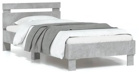vidaXL Estrutura de cama c/ cabeceira/luzes LED 90x190cm cinza cimento