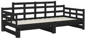 Estrutura sofá-cama de puxar 2x(80x200) cm pinho maciço preto