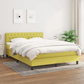 vidaXL Cama com molas/colchão 140x190 cm tecido verde