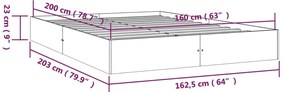 Estrutura de cama 160x200 cm madeira maciça branco