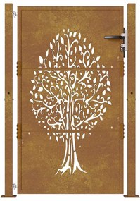 Portão de jardim 105x155 cm aço corten design árvore