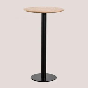 Mesa Alta De Bar Redonda Em Chapa De Freixo Frappe Ø60 Cm & Preto - Sklum
