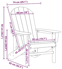 Cadeira Adirondack Cinzento Claro 74x82x91 cm HDPE