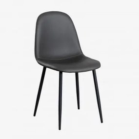 Cadeira de jantar em couro sintético Glamm Cinza Antracite & Preto - Sklum