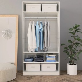 Roupeiro 100x50x200 cm derivados de madeira branco brilhante