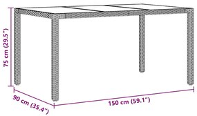 Conjunto de Jantar para Jardim 5 pcs Bege 150 x 90 x 75 cm