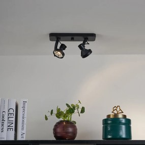 Foco de teto de design preto GU10 70mm 2-luzes ajustável - Vo