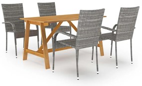 5 pcs conjunto de jantar para jardim cinzento