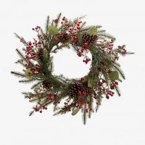 Coroa Decorativa De Natal Kinley Ø65 Cm Em Rattan Com Pinhas Erva Verde - Sklum