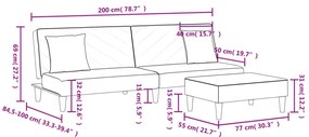2 pcs conjunto de sofás com almofadas veludo cinzento-escuro