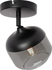 Foco de teto design preto com dourado e vidro fumê - Kyan