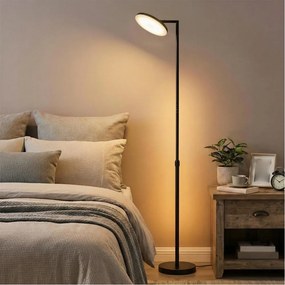 Candeeiro de pé LED com altura ajustável 25 x 25 x (148-176) cm, candeeiro de pé com cabeça giratória, temporizador preto