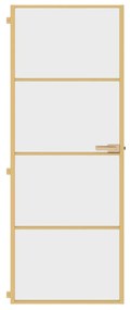 Porta interior 76x201,5 cm vidro temperado e alumínio dourado