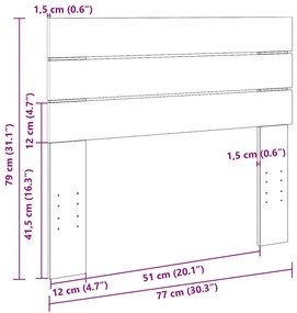 Cabeceira 75 cm Madeira maciça de carvalho