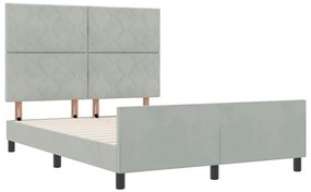 Cama vidaXL Cinza Claro 160x200 cm Veludo