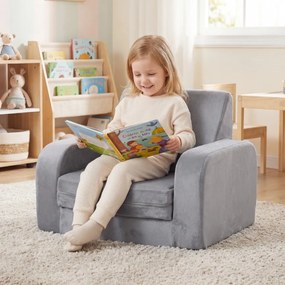 Sofá-cama 3 em 1 dobrável para crianças 50 x 43 x 37,5 cm, com veludo macio e capa elástica lavável na máquina, para sala de jogos ou quarto de bebé,