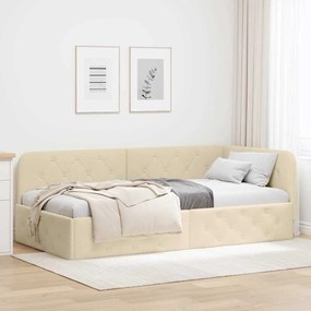 vidaXL Estrutura de Cama de Canto Creme 90 x 200 cm tecido