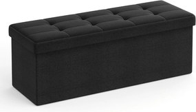 Banco com espaço de armazenamento dobrável | SONGMICS | 110 x 38 x 38 cm | preto | LSF077B01V2.