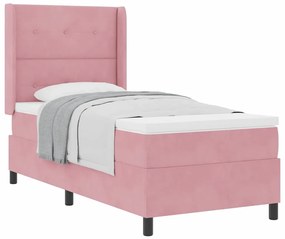 Cama Box com Colchão vidaXL Rosa 90x190 cm Veludo