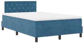 Cama Box Spring vidaXL com Colchão Azul Escuro Casal Pequeno Veludo