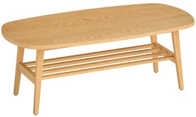 HOMCOM Mesa de Centro de 2 Níveis Moderna com Prateleira Aberta Inferior e Pernas de Madeira de Borracha 120x60x42 cm Madeira | Aosom Portugal