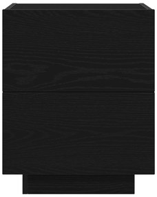 Cômodas de Cabeceira com Luzes LED 2 pcs Carvalho Preto 45x40x55 cm